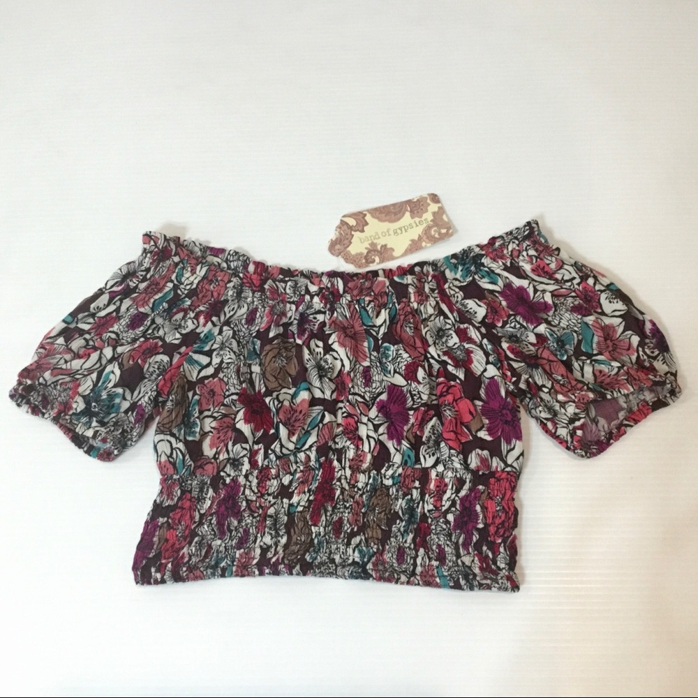 BAND OF GYPSIES Crop Top Off Shoulder Sz S NWT - Picture 5 of 7